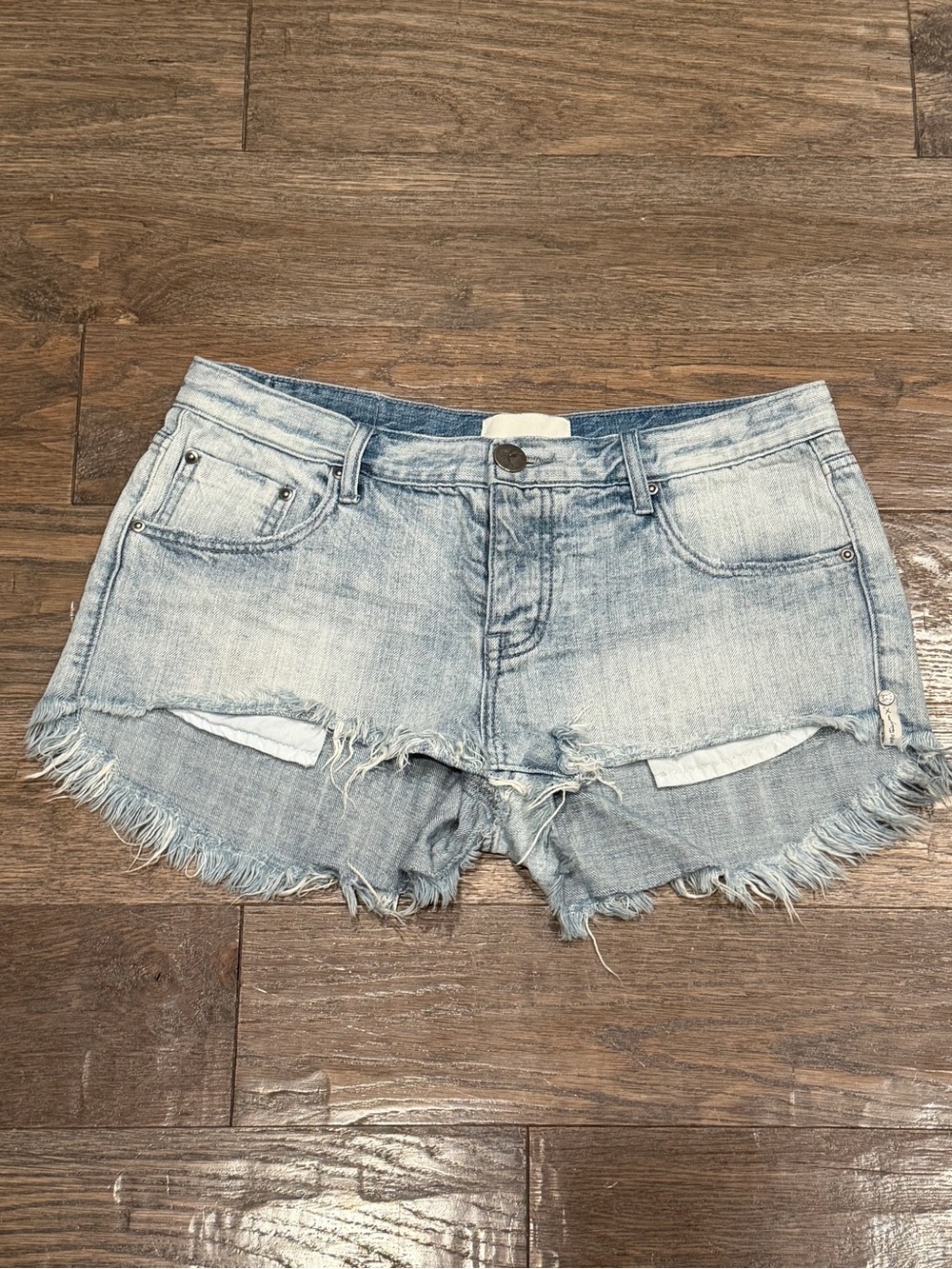 One Teaspoon Size 29 Light Blue Distressed Denim Cutoff Shorts